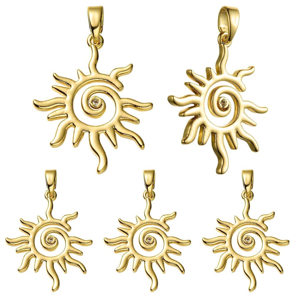 9488 5 Pcs Celestial Sun Charms for Jewelry Making Brass Pendants for DIY